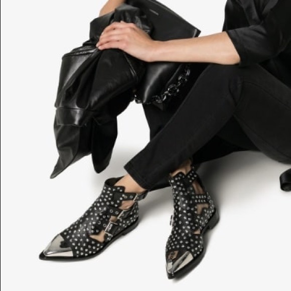 Alexander McQueen Shoes - Alexander McQueen Black Studded Ankle Boots